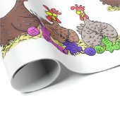 Illustration des Cartoon von Strickhühnern Geschenkpapier (Rolleneckpunkt)