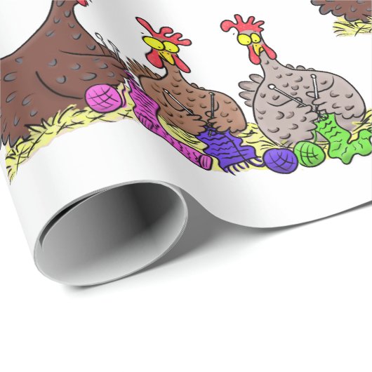 Illustration des Cartoon von Strickhühnern Geschenkpapier (Rolleneckpunkt)