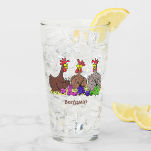 Illustration des Cartoon von Strickhühnern Glas