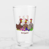 Illustration des Cartoon von Strickhühnern Glas (Vorderseite)