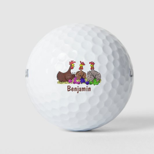 Illustration des Cartoon von Strickhühnern Golfball (Vorderseite)
