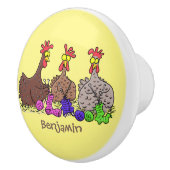 Illustration des Cartoon von Strickhühnern Keramikknauf (Rechts)