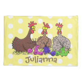 Illustration des Cartoon von Strickhühnern Kissenbezug (Rückseite)