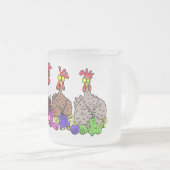 Illustration des Cartoon von Strickhühnern Mattglastasse (VorderseiteRechts)