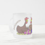 Illustration des Cartoon von Strickhühnern Mattglastasse (Vorderseite Links)