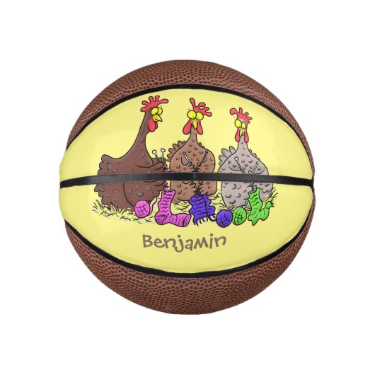 Illustration des Cartoon von Strickhühnern Mini Basketball (Vorderseite)