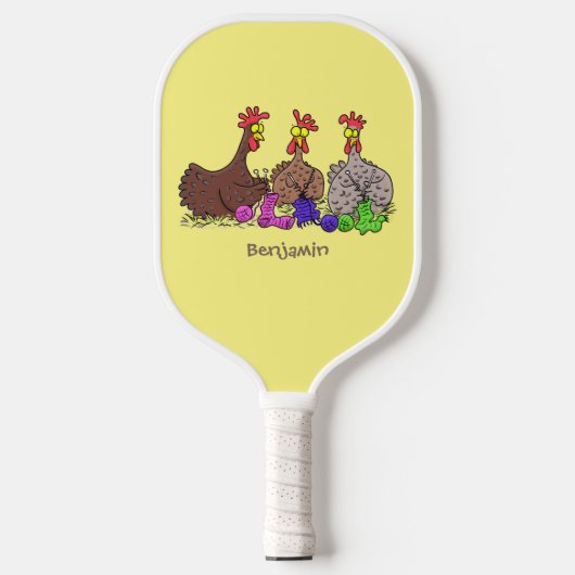 Illustration des Cartoon von Strickhühnern Pickleball Schläger (Vorderseite)
