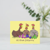 Illustration des Cartoon von Strickhühnern Postkarte (Stehend Vorderseite)
