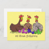 Illustration des Cartoon von Strickhühnern Postkarte (Vorne/Hinten)