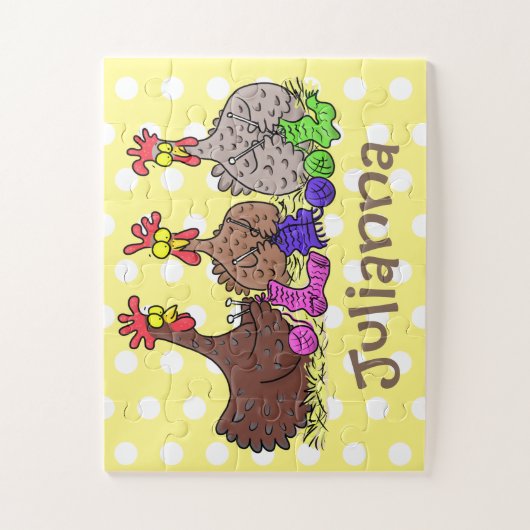 Illustration des Cartoon von Strickhühnern Puzzle (Vertikal)