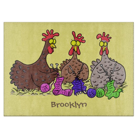 Illustration des Cartoon von Strickhühnern Schneidebrett (Vorderseite)