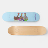 Illustration des Cartoon von Strickhühnern Skateboard (Horizontal)