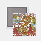 Illustration des chinesischen Drachen in chinesisc Magnet (Vorderseite/Rückseite)