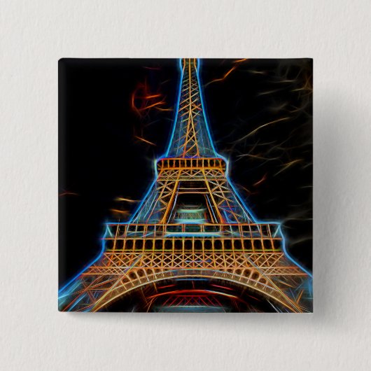Illustration des Eiffelturms - Paris, Frankreich Button (Vorderseite)