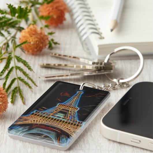 Illustration des Eiffelturms - Paris, Frankreich Schlüsselanhänger (Vorderseite rechts)