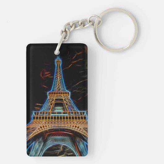 Illustration des Eiffelturms - Paris, Frankreich Schlüsselanhänger (Rückseite)