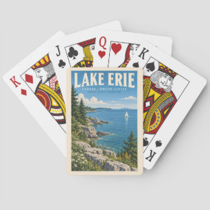 Illustration des Eriesees Reise Kunst Vintage Spielkarten