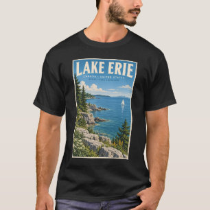 Illustration des Eriesees Reise Kunst Vintage T-Shirt