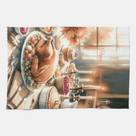 Illustration des Erntedanks Wasserfarbe Geschirrtuch