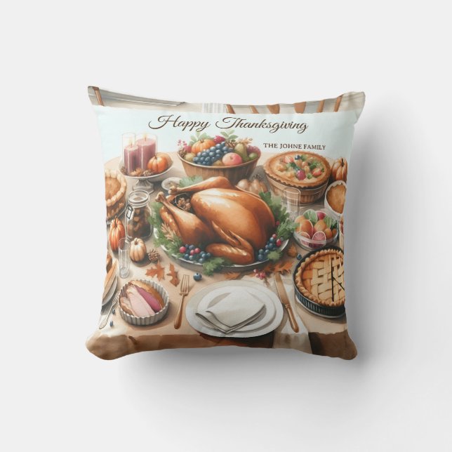 Illustration des Erntedanks Wasserfarbe Kissen (Vorderseite)