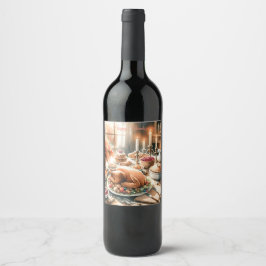 Illustration des Erntedanks Wasserfarbe Weinetikett