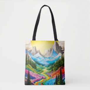 Illustration des farbenfrohen Flusstals Tasche