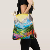 Illustration des farbenfrohen Flusstals Tasche (Von Nahem)