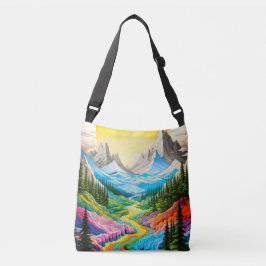 Illustration des farbenfrohen Flusstals Tragetaschen Mit Langen Trägern
