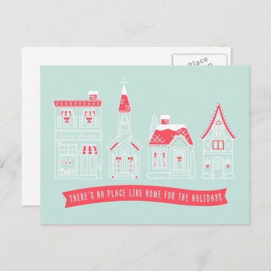 Illustration des Feriendorfes Weihnachten Postkart (Vorne/Hinten)