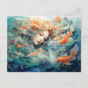 Illustration des Fisch-Zodiakszeichen Postkarte