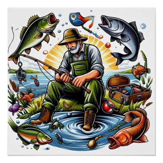 Illustration des Fischlebens Poster (Vorderseite)