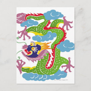 Illustration des fliegenden chinesischen Drachen Postkarte