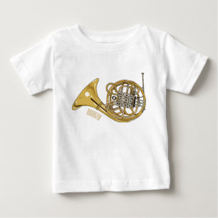 Illustration des französischen Horns von Cartoon Baby T-shirt