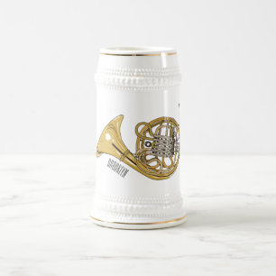 Illustration des französischen Horns von Cartoon Bierglas