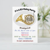 Illustration des französischen Horns von Cartoon Einladung (Stehend Vorderseite)