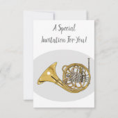 Illustration des französischen Horns von Cartoon Einladung (Rückseite)