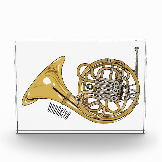 Illustration des französischen Horns von Cartoon Fotoblock (Vorderseite)