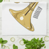 Illustration des französischen Horns von Cartoon Geschirrtuch (Gefaltet)