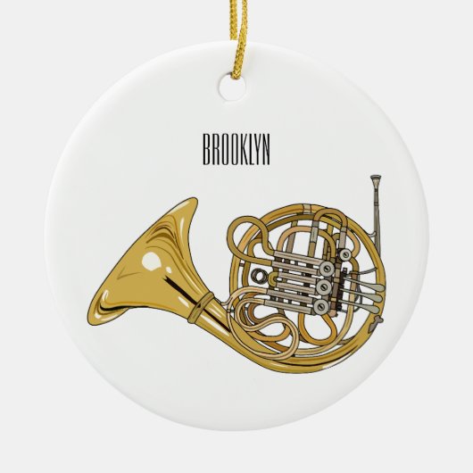 Illustration des französischen Horns von Cartoon Keramik Ornament (Vorne)