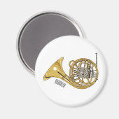 Illustration des französischen Horns von Cartoon Magnet (Vorderseite/Rückseite)