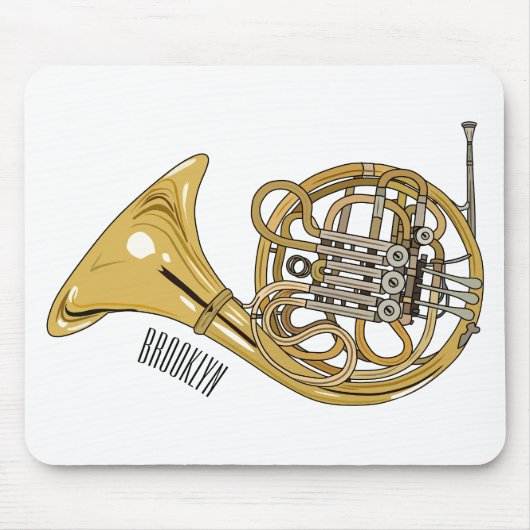 Illustration des französischen Horns von Cartoon Mousepad (Vorne)
