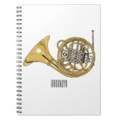 Illustration des französischen Horns von Cartoon Notizblock (Vorderseite)