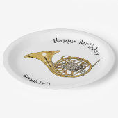 Illustration des französischen Horns von Cartoon Pappteller (Schrägansicht)