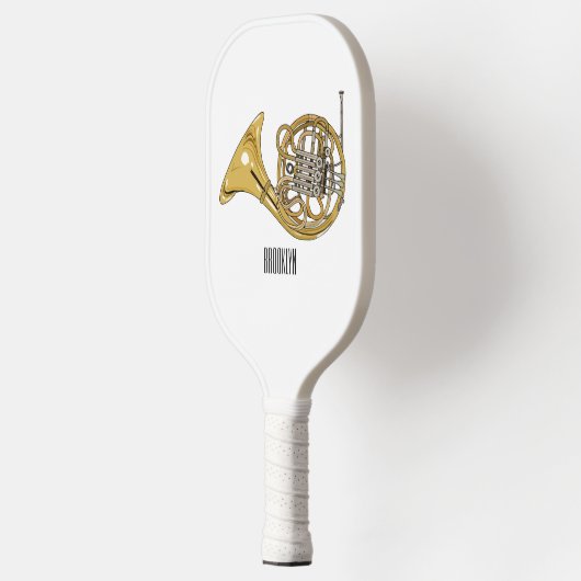 Illustration des französischen Horns von Cartoon Pickleball Schläger (Links)