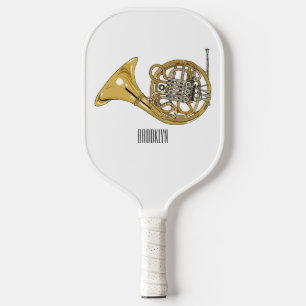 Illustration des französischen Horns von Cartoon Pickleball Schläger