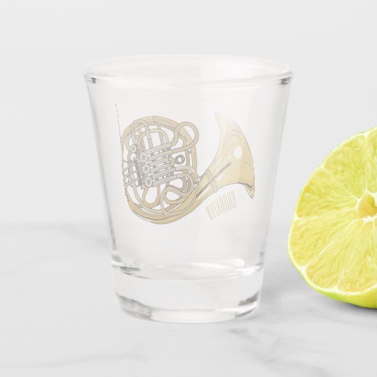 Illustration des französischen Horns von Cartoon Schnapsglas (Rückseite)