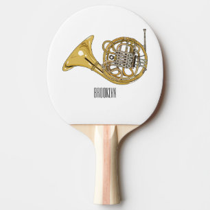 Illustration des französischen Horns von Cartoon Tischtennis Schläger