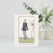 Illustration des französischen Modeblattes, grauer Postkarte (Stehend Vorderseite)