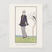 Illustration des französischen Modeblattes, grauer Postkarte (Vorderseite)