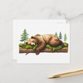 Illustration des friedlichen Schlaf-Grizzly-Bärenw Postkarte